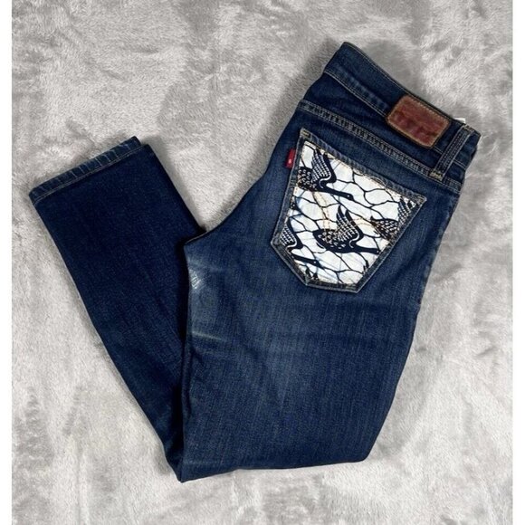 Levi’s 601 Pin Skinny Jeans - W28 L25 Unique Bird Print Pocket - Picture 13 of 16